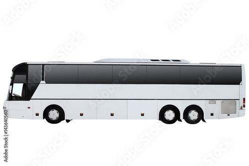 The white excursion bus isolated on a white background. photo