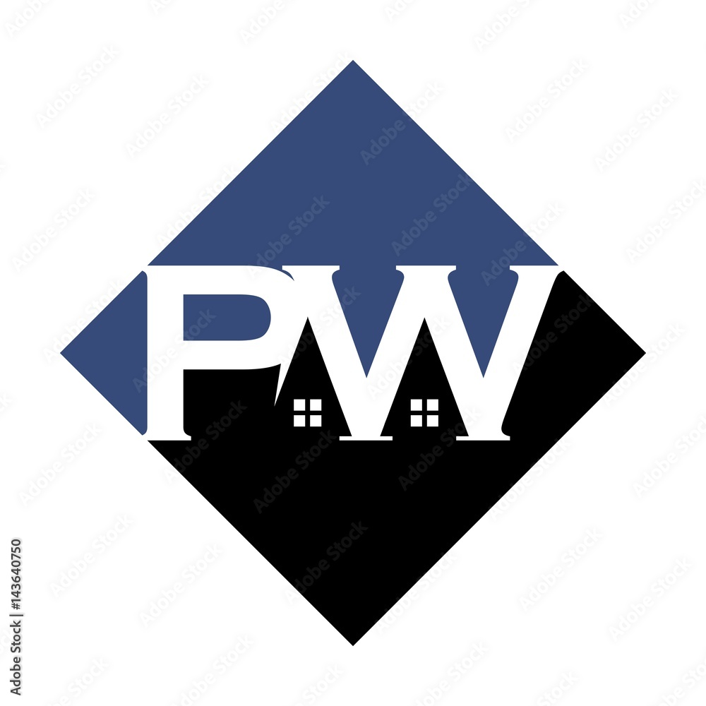 letter p and w logo vector. home logo vector. Stock-Vektorgrafik ...
