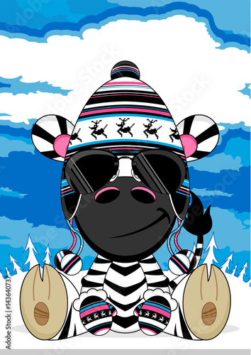Cute Cartoon Zebra in Wooly Hat