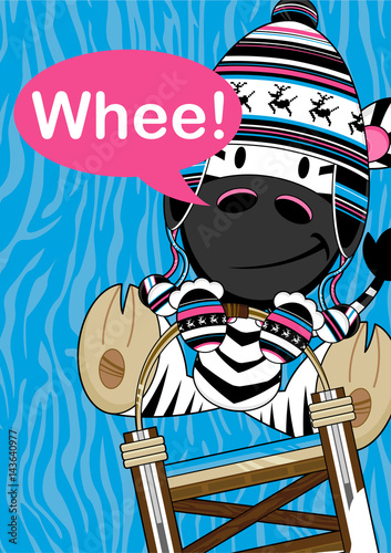 Cute Cartoon Zebra in Wooly Hat
