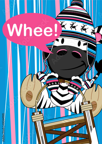 Cute Cartoon Zebra in Wooly Hat