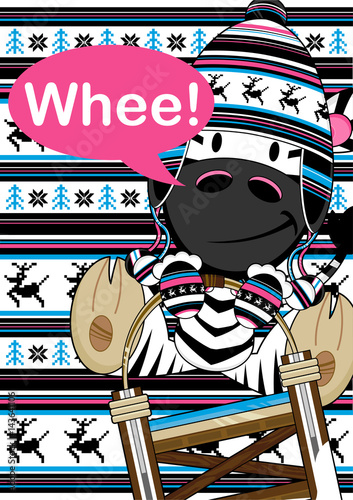 Cute Cartoon Zebra in Wooly Hat