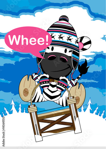 Cute Cartoon Zebra in Wooly Hat