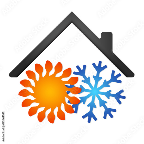Sun and snowflake house vector, design for business
