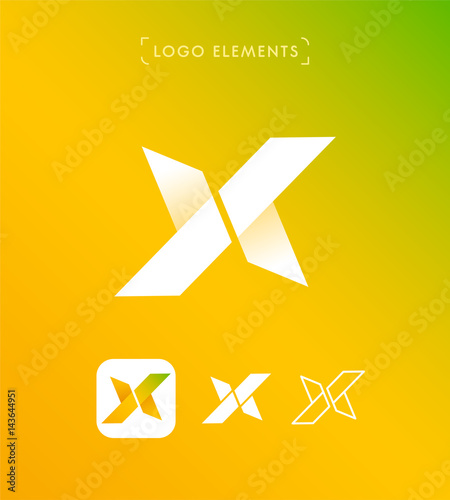 Abstract letter X origami style logo template. Extreme sports sign