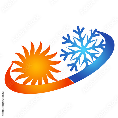 Sun and snowflake abstract symbol of ventilation and air conditioning