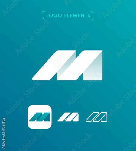 Abstract letter M origami style logo template