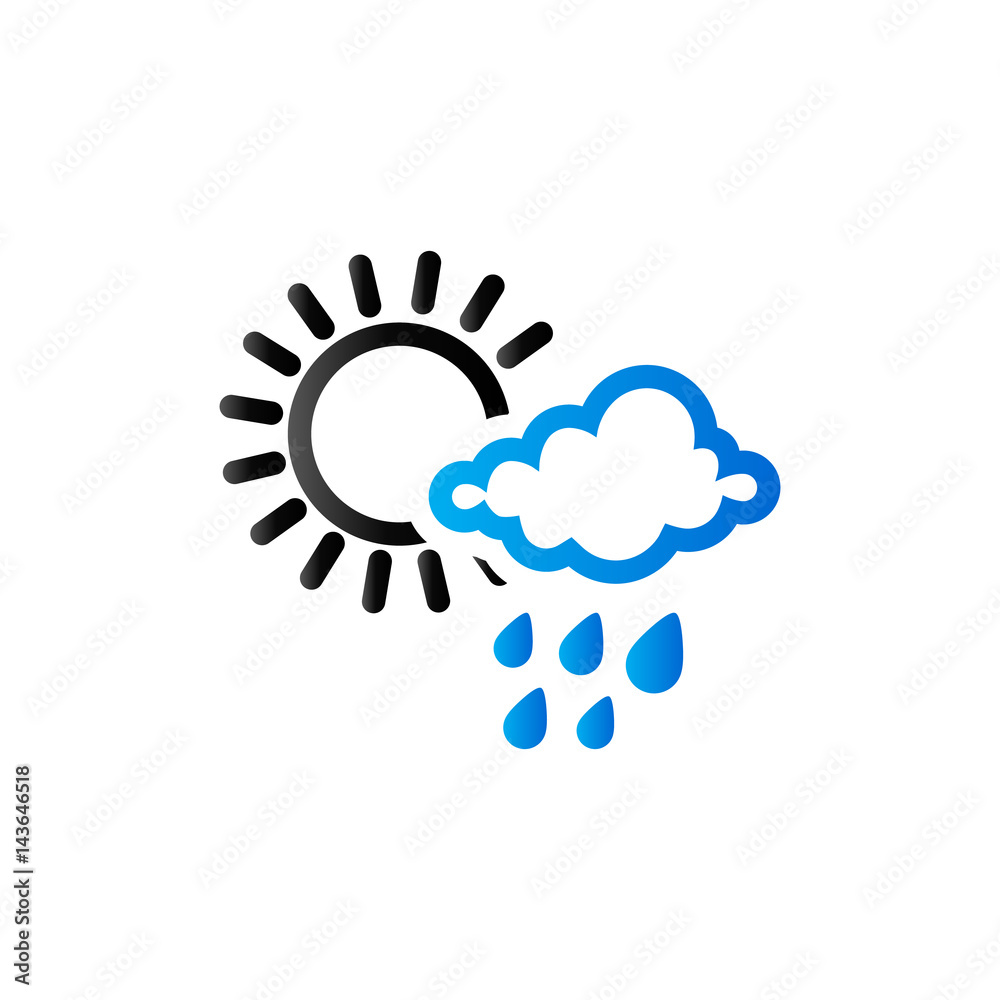Duo Tone Icon - Weather overcast partly rain Duo Tone Icon - Weather overcast partly rain