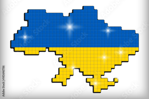 The national map of Ukraine, mosaic style vector illustration.