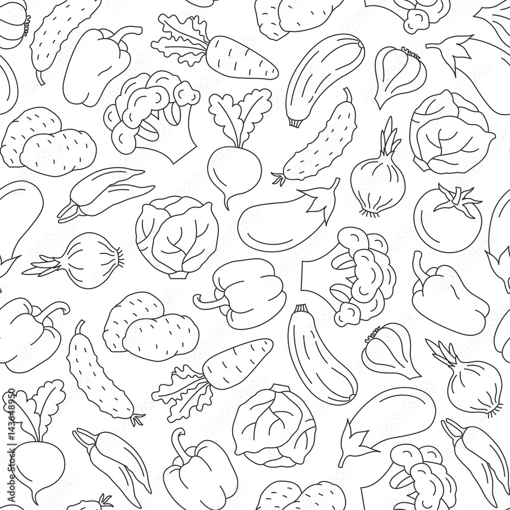 Seamless pattern of vegetables.
