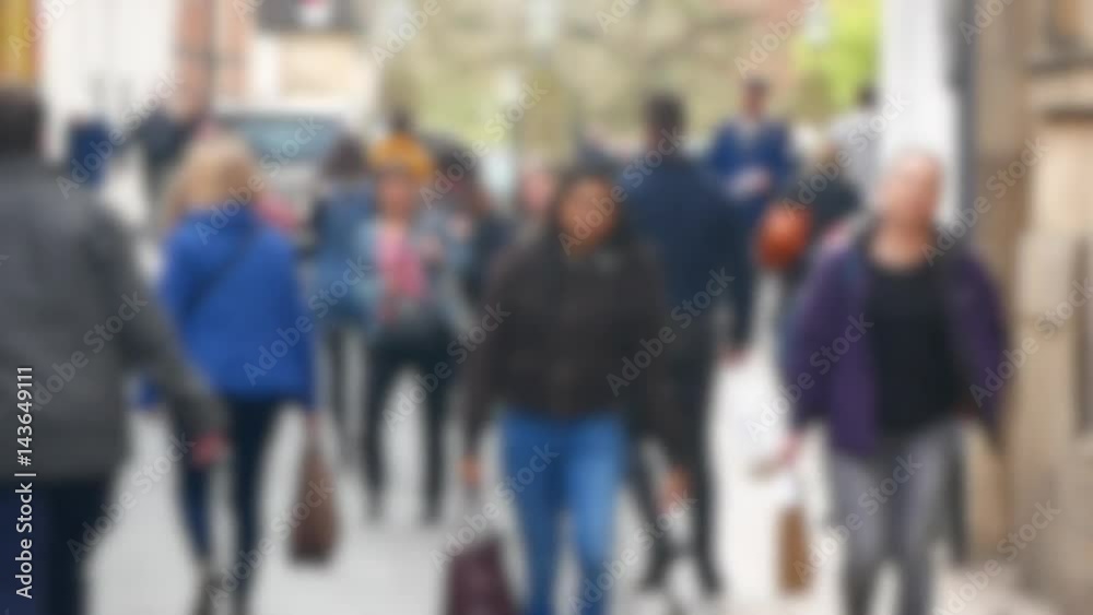 Out of focus video of people in York city center Out of focus video of people in York city center