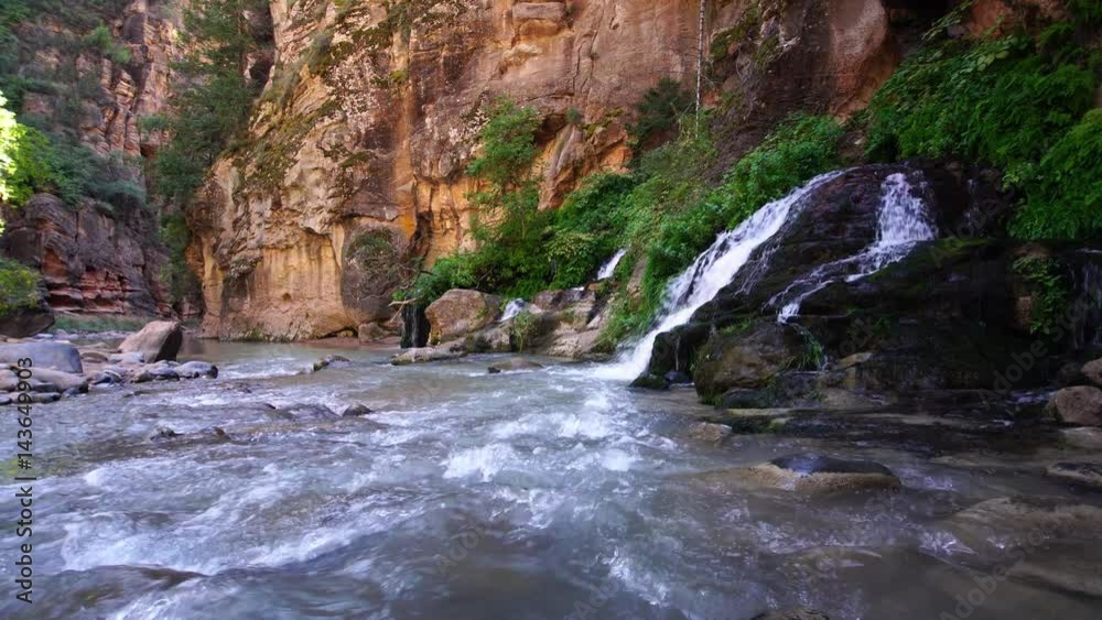View of spring merging with river View of spring merging with river