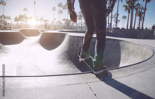 Obraz na plátně Skater in action in Los angeles