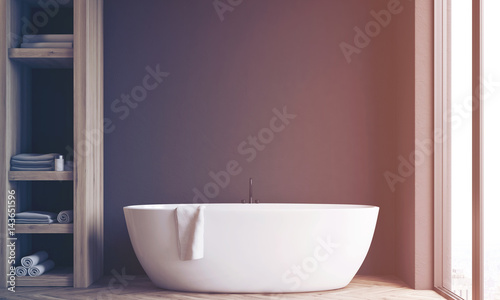 Bathroom with closet and black wall  toned