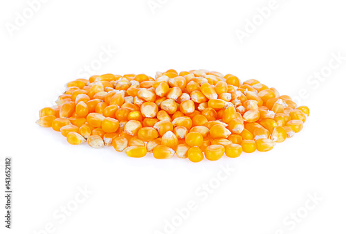 Dried corn kernels isolated on white