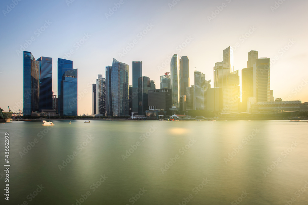 View of the financial district and business office building in singapore city