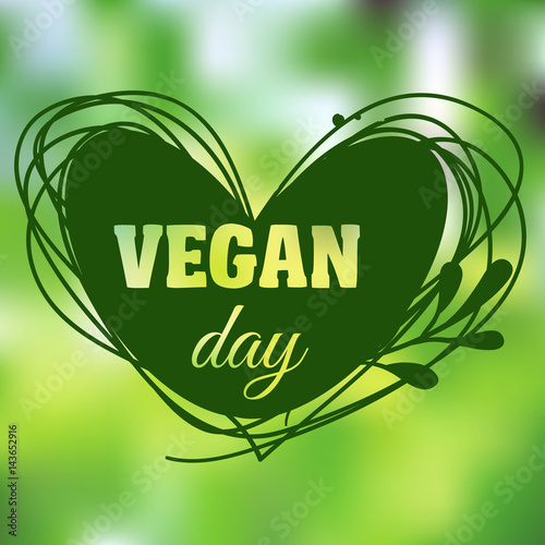 International Day for vegetarians. Nov. 1. Vegan Day. Heart Sticker