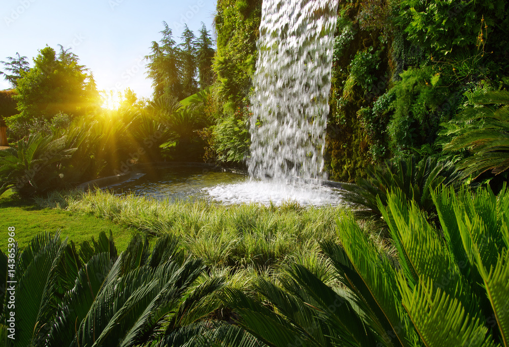 Waterfall on a sun