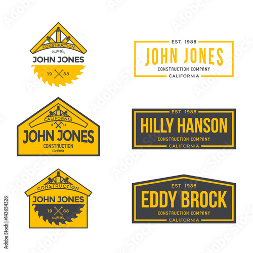 Construction Company Label and Badges. Vector