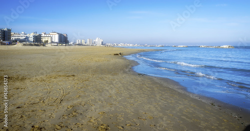 Cattolica (Emilia Romagna): winter beach panorama. Color image photo