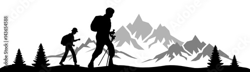 Silhouette Wanderer Berge