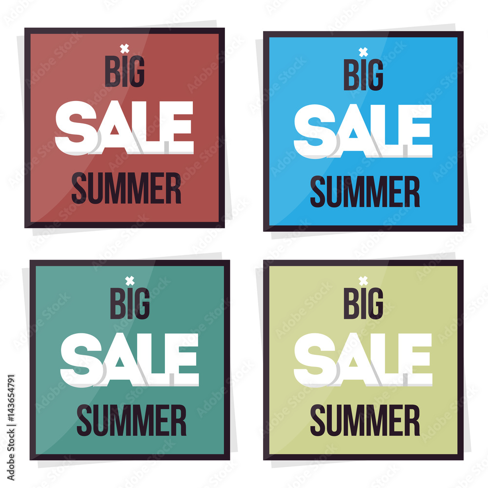 Fototapeta premium Set big sale summer banner. Vector illustration. Special offer.