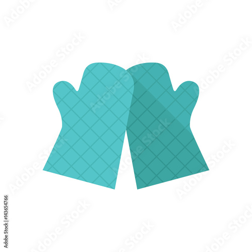 Cooking glove icon in flat color style. Kitchen pot oven holder hand