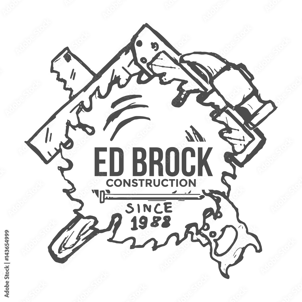 Construction Company Label and Badges. Vector