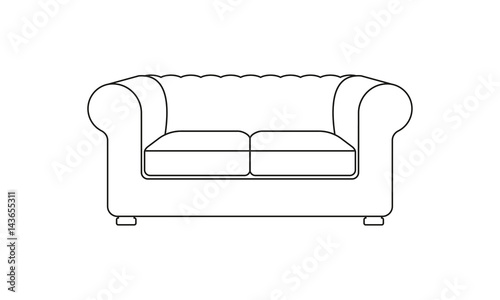Sofa line icon. Vintage or retro sofa. Furniture icon. Vector illustration of outline sofa silhouette.