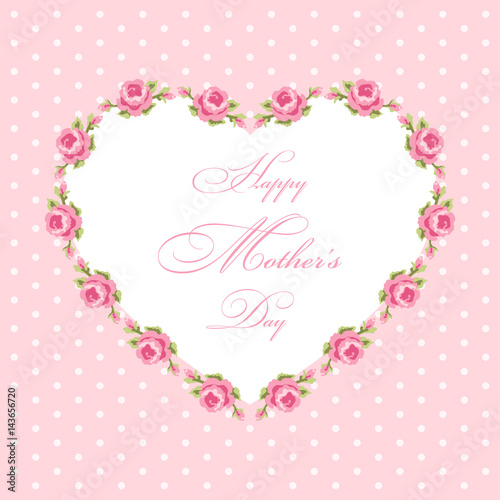 Cute Mothers Day card with roses frame and hand written text © C Design Studio