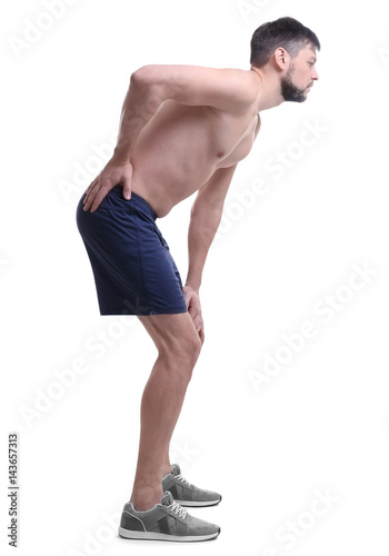 Posture concept. Man on whi...