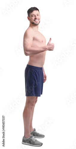 Posture concept. Man on whi...