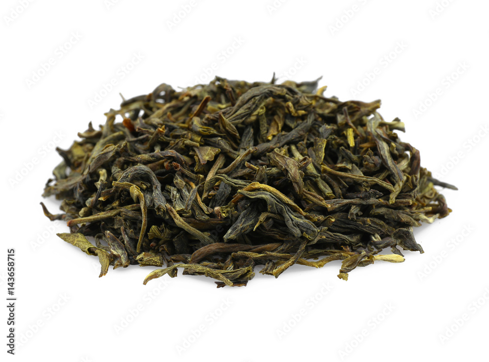 Heap of dry tea leaves on white background Heap of dry tea leaves on white background