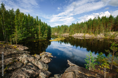 Fototapeta Naklejka Na Ścianę i Meble -  beautiful landscape with lake in Karelia