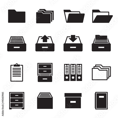 Archive, document icons set