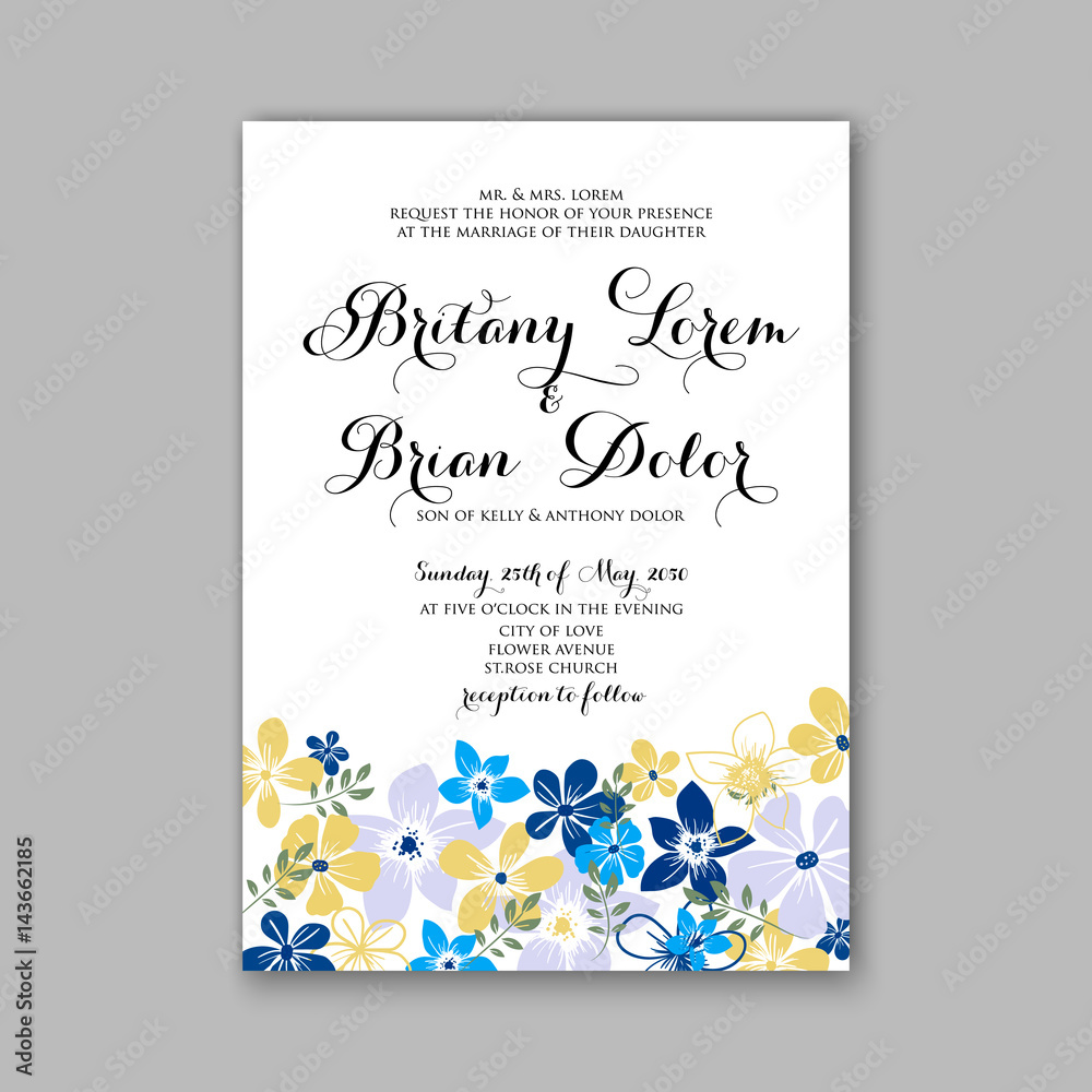  Peony Wedding Invitation Floral Bridal Wreath chrysanthemum flower Anemone, privet berry, currant berry vector illustration watercolor style Romantic invitation marriage, birthday, Valentine's day.