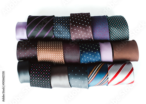 Collection of ties. Many different ties