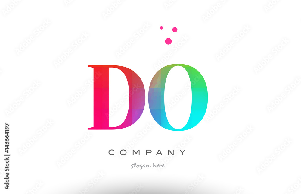 DO D O colored rainbow creative colors alphabet letter logo icon