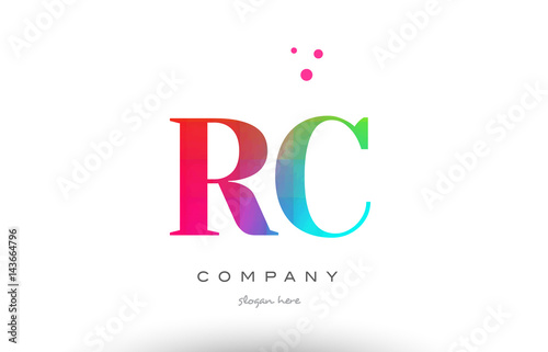 Fototapeta Naklejka Na Ścianę i Meble -  RC R C colored rainbow creative colors alphabet letter logo icon