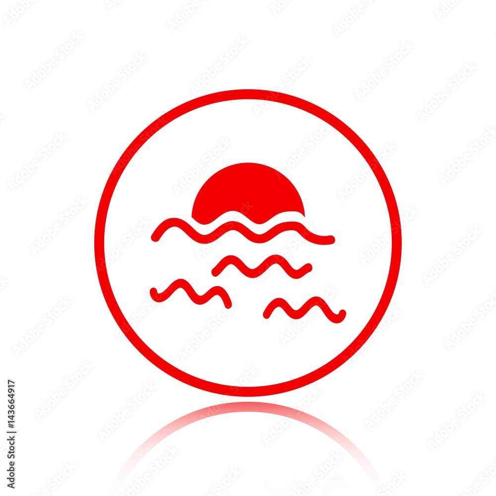 sunset waves icon stock vector illustration flat design