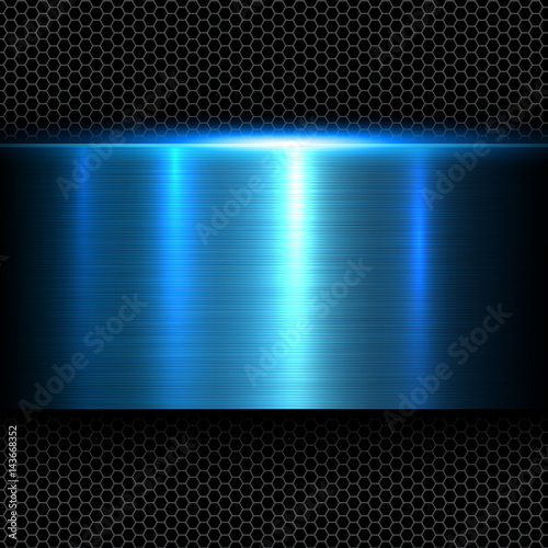 Metal background blue, polished metallic blue texture