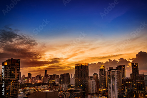 abstract urban skyline cityscape on twilight time - can use to display or montage on product
