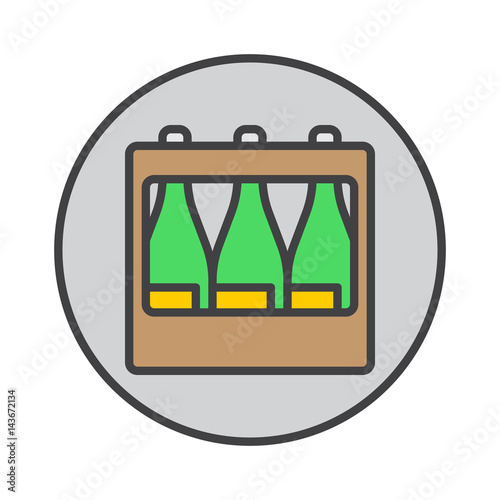 Bottle crate filled outline icon, round colorful vector sign, circular flat pictogram. Symbol, logo illustration