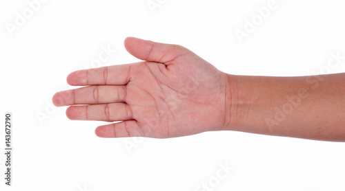 child hand sign isolated on white background