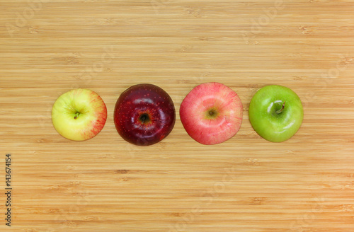 Apple cut on a wooden board