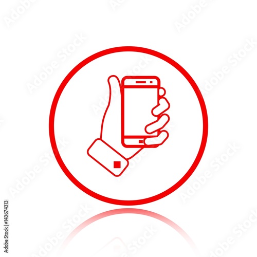 phone in hand icon stock vector illustration flat design