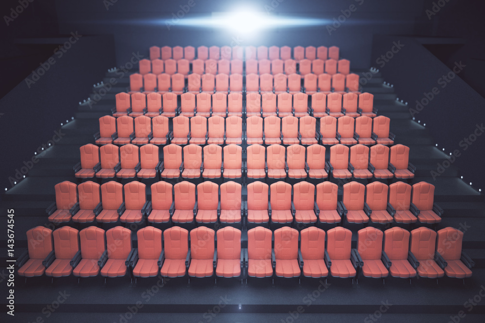 Obraz premium Red cinema seats front