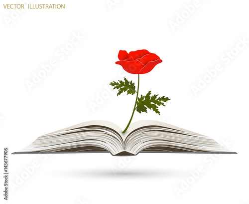 Flower over an open book
