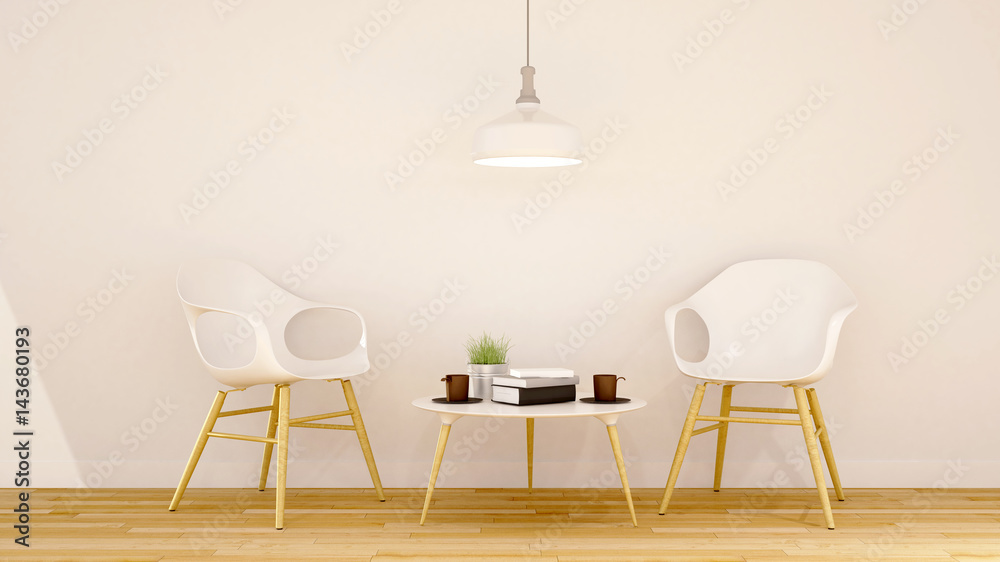 Fototapeta premium Cafe or Library area clean design - 3D Rendering