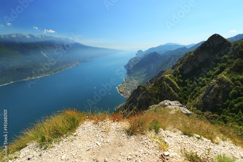 View to Lago di Gardo from Punta Larici, Alps, Italy